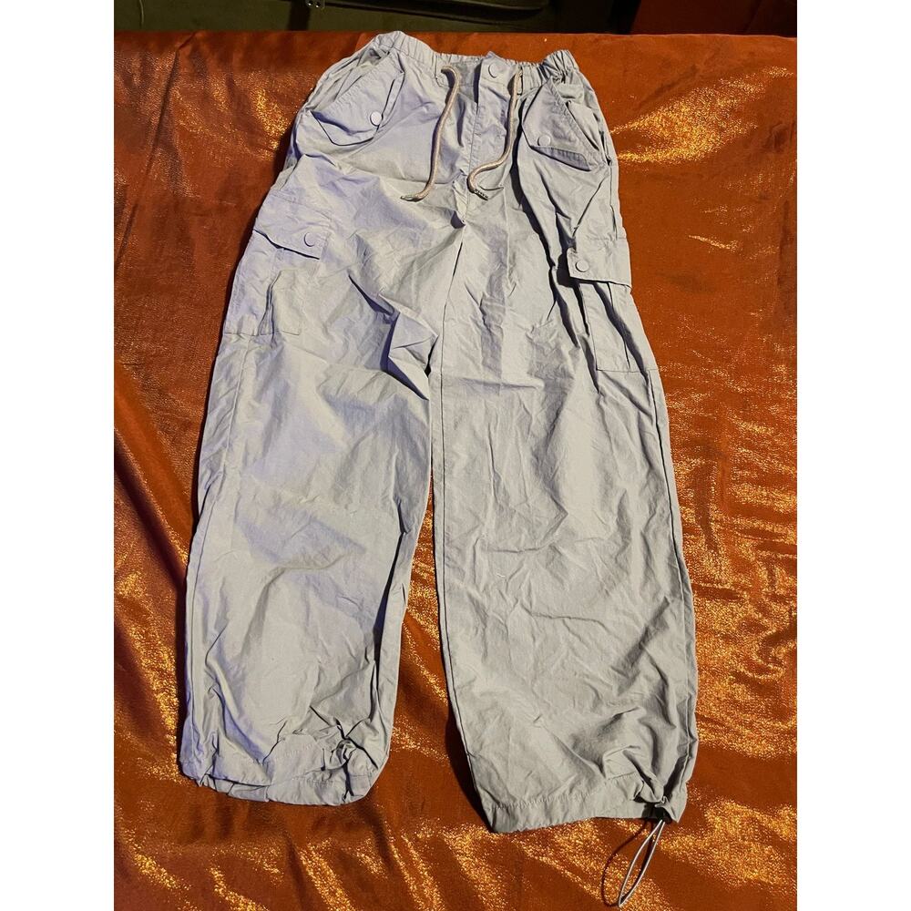 Rolanko Cargo Pants Womens 160 Lilac Elastic Waist Drawstring Toggle Cargo